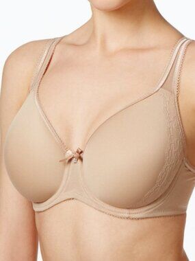 Wacoal retro chic seamless underwire bra, color is toast/nude.